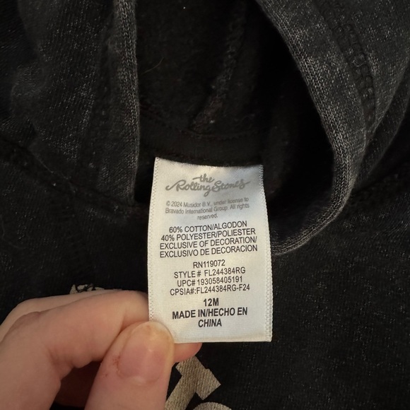 The Rolling Stones Baby Toddler 2 Piece Sweatsuit Sweatpants & Hoodie Sz 12M - Picture 4 of 5